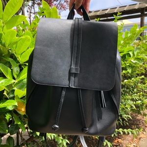 Black Leather Backpack Purse